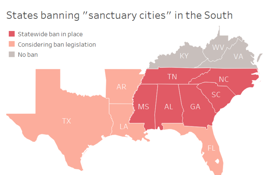 Feds States Target Southern Sanctuary Cities Leaving Local Anti Sanctuary States Map V3 0 